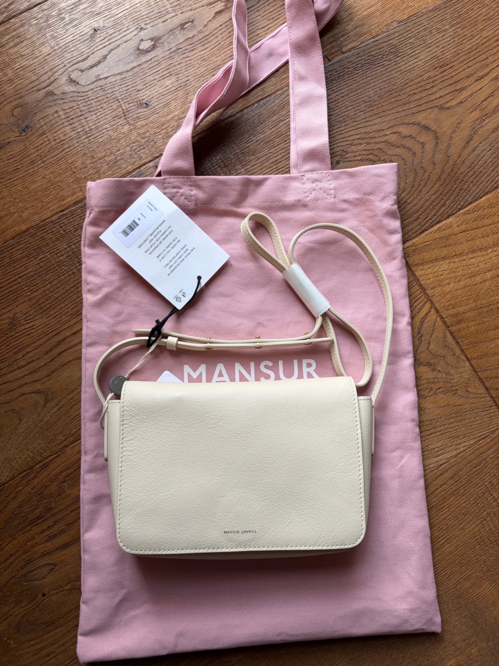 Mansur Gavriel Clio Leather Crossbody with Pink Branded Tote